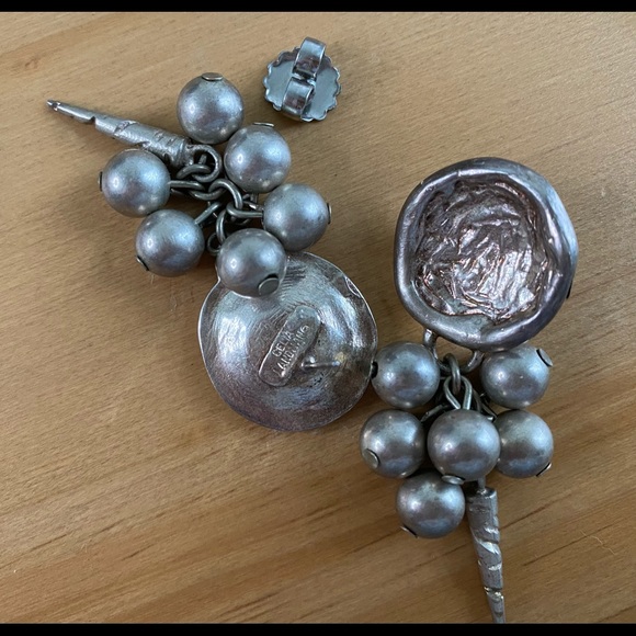 Celia Landman silver beaded earrings - Picture 3 of 3